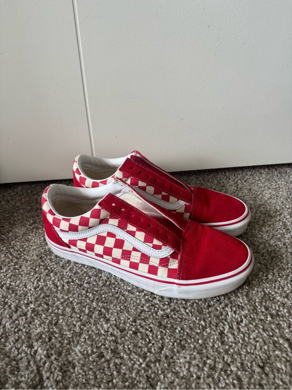 VANS Old Skool Red White Checkered Canvas Men's Sneakers US 9